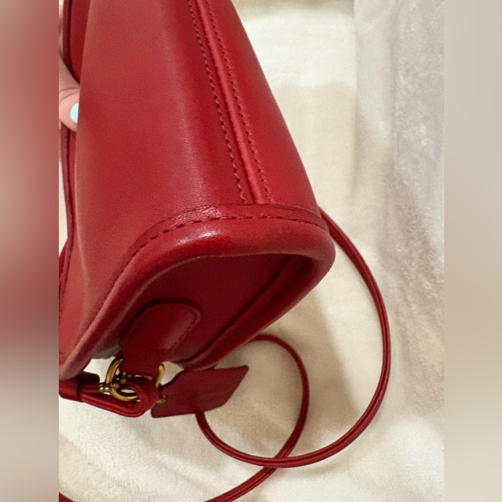 🚨VINTAGE 1997 COACH ABBIE RED LEATHER ZIP CLOSURE CROSSBODY - Picture 12 of 17